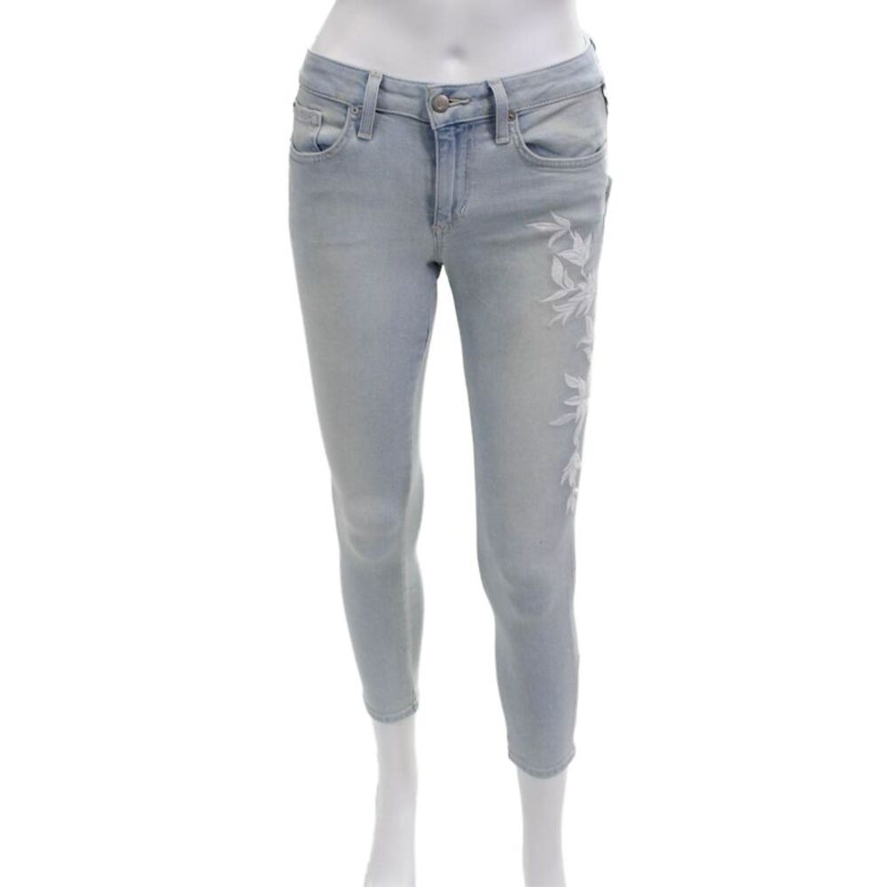 Joe's Collection Womens Skinny Cropped Ankle Light Blue Floral Jeans Size 24